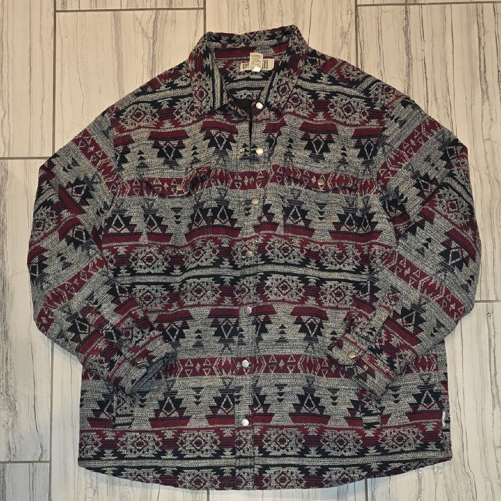Duluth Trading Co Red and Black Patterned Coat